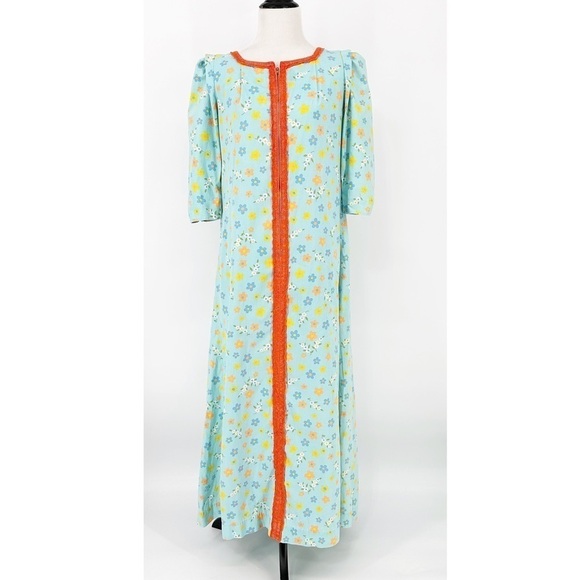 Vintage BETE INC Hawaiian Muumuu Zip Front - Picture 1 of 15